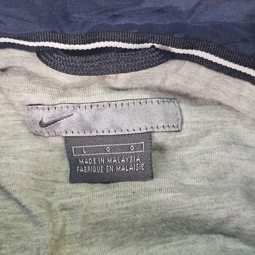 Nike Jacket Mens Large Navy Blue Windbreaker Full Zip Lined Stripe Swoosh Track - Picture 9 of 13